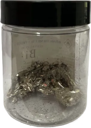 Bismuth metal in a sealed clear jar